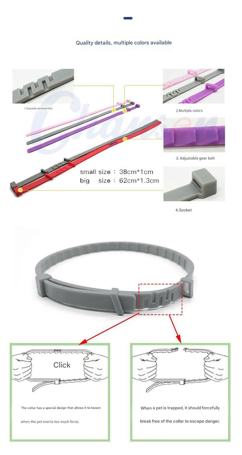 Grey 62cm Adjustable Flea and Tick Collar for Dogs and Cats - 8 Month Protection, Waterproof TPR Design with Safety Release - Repels Fleas, Ticks, and Mosquitoes for Small to Large Pets - Image 5