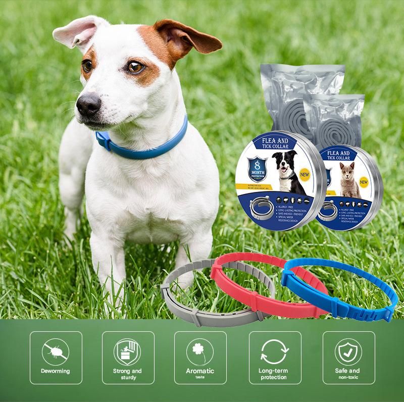 2-piece Grey 38cm Adjustable Flea and Tick Collar for Dogs and Cats - 8 Month Protection, Waterproof TPR Design with Safety Release - Repels Fleas, Ticks, and Mosquitoes for Small to Large Pets - Image 2