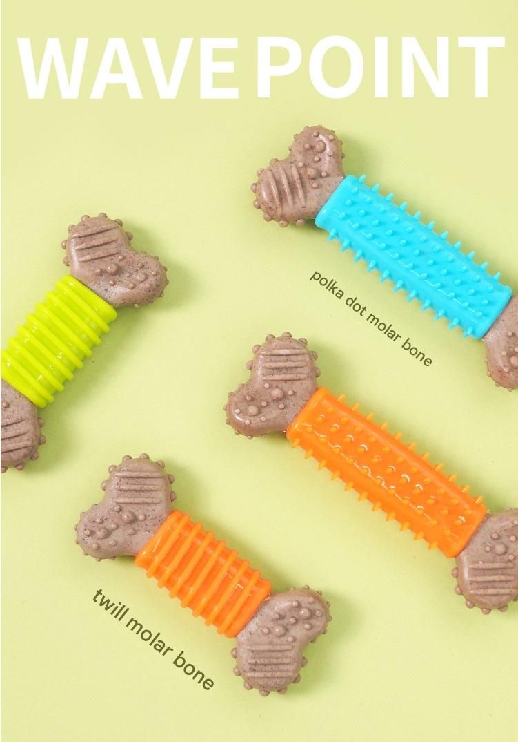4-piece Polka Dot Pattern and Diagonal stripes Durable Dog Chew Toy - TPR Plastic Composite Bone for Small to Medium Dogs - Teeth Cleaning, Boredom Buster, Non-Toxic & Bite-Resistant Design for Puppies and Adult Dogs - Image 6