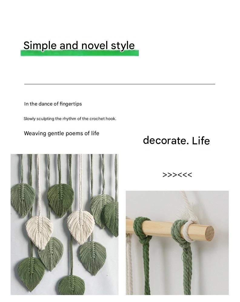 White 40*100cm Handmade Macrame Leaf Wall Hanging - Cotton Boho Tapestry, Machine Washable,  - Nordic Style Decor for Bedroom, Living Room, Nursery - Image 3