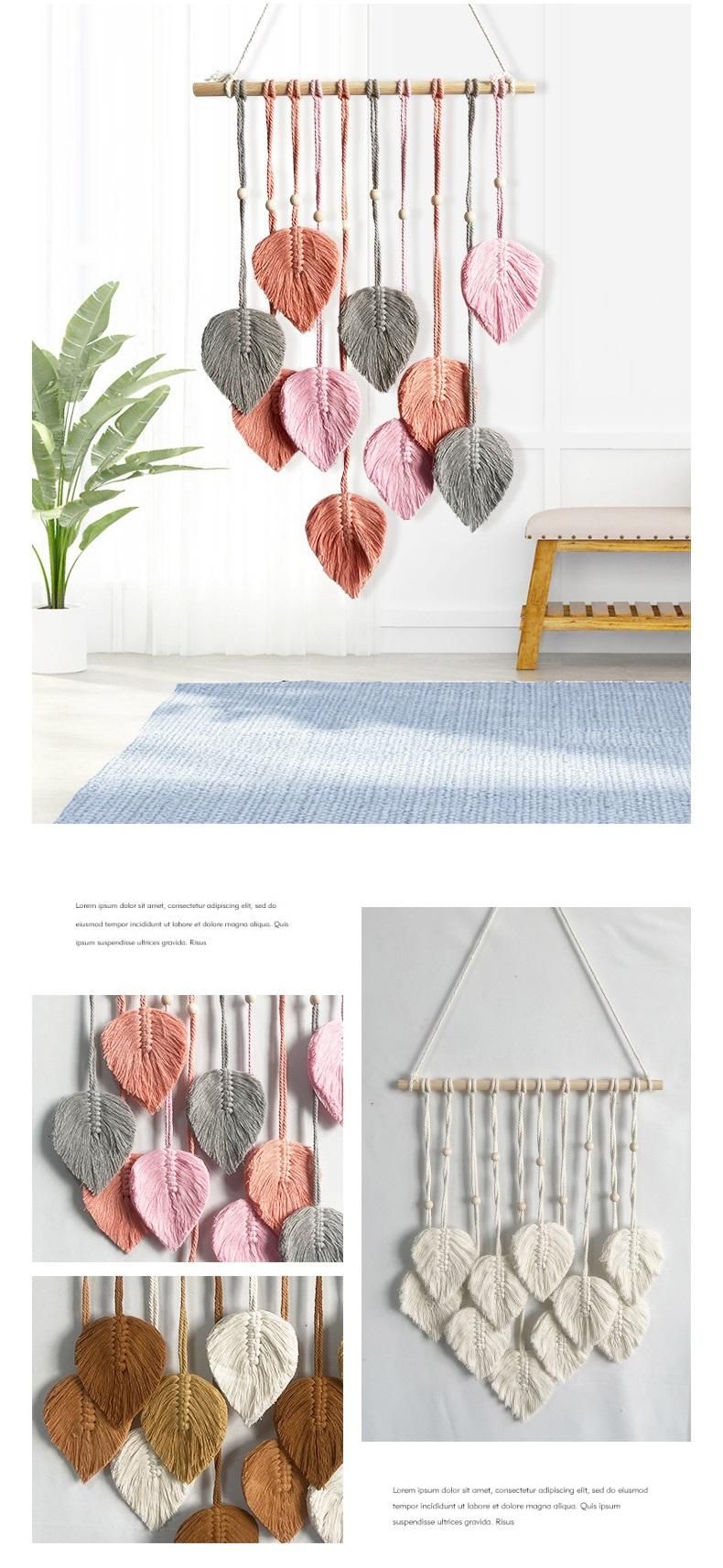 White 40*100cm Handmade Macrame Leaf Wall Hanging - Cotton Boho Tapestry, Machine Washable,  - Nordic Style Decor for Bedroom, Living Room, Nursery - Image 5