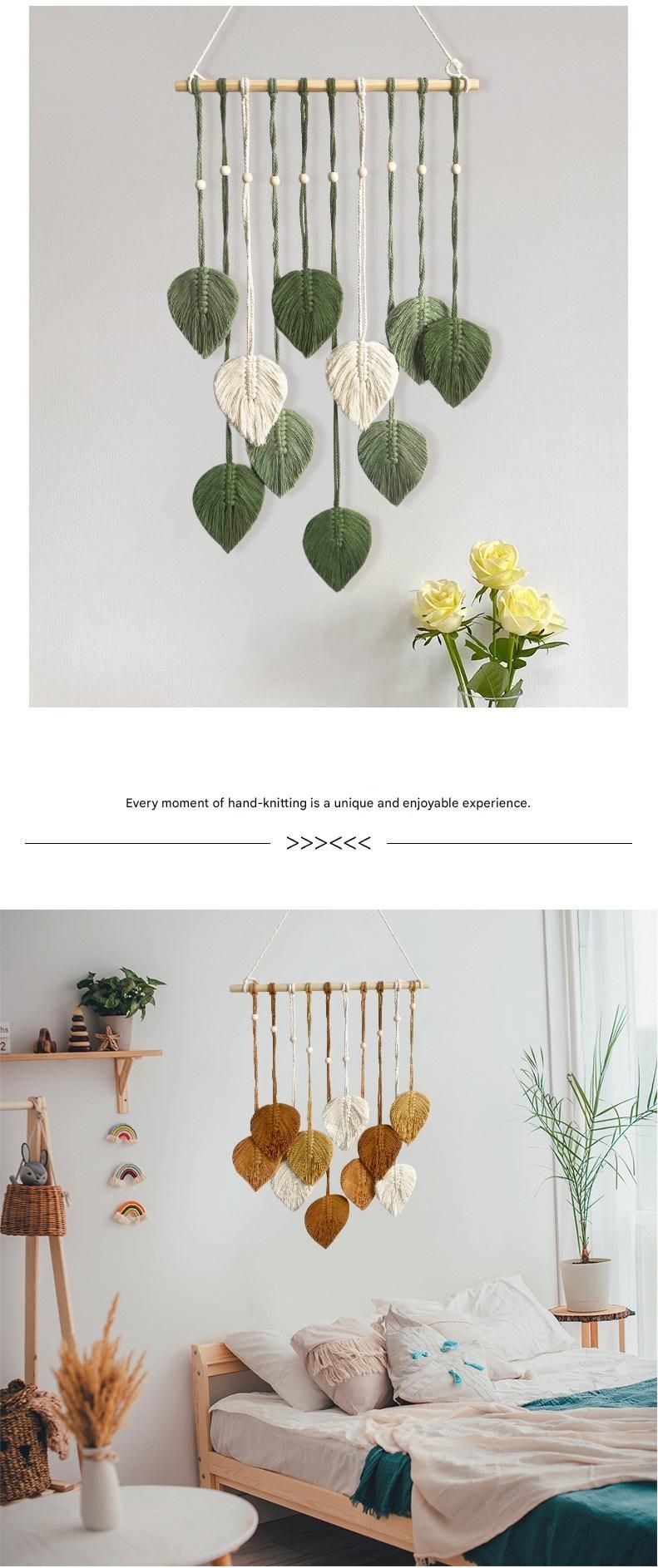 White 40*100cm Handmade Macrame Leaf Wall Hanging - Cotton Boho Tapestry, Machine Washable,  - Nordic Style Decor for Bedroom, Living Room, Nursery - Image 6