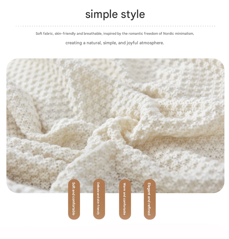 Beige 150*200cm Nordic Style Tassel Knit Throw Blanket - Soft Polyester Sofa Blanket with Pineapple Texture - Breathable & Lightweight for Office, Couch, Travel - Boho Chic Home Decor - Image 7