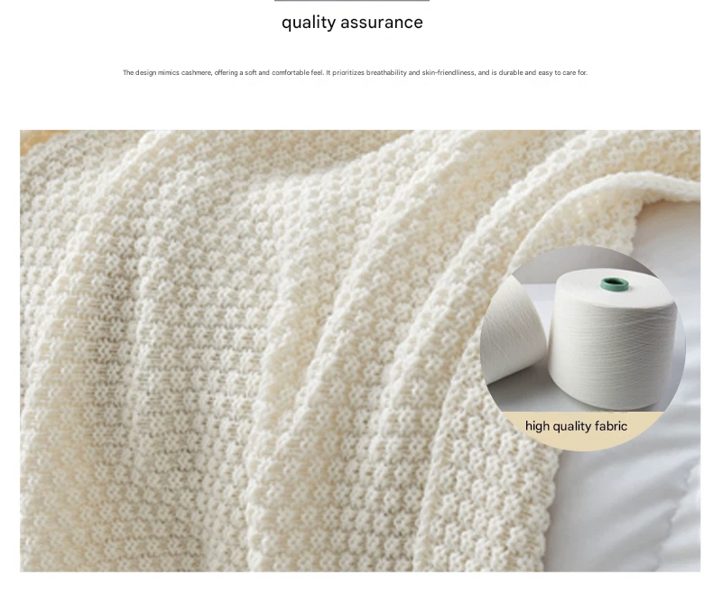 Black 1130*170cm Nordic Style Tassel Knit Throw Blanket - Soft Polyester Sofa Blanket with Pineapple Texture - Breathable & Lightweight for Office, Couch, Travel - Boho Chic Home Decor - Image 8