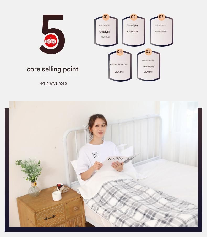 Gray and White 80*130cm Japanese-Style shawl blanket Ultra-Soft Blanket - Thick Polyester Throw for Sofa, Bed, Office,  Cozy Nap Blanket for Winter & All Seasons - Image 6