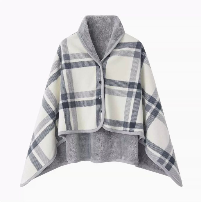 Gray and White 100*140cm Japanese-Style shawl blanket Ultra-Soft Blanket - Thick Polyester Throw for Sofa, Bed, Office,  Cozy Nap Blanket for Winter & All Seasons - Image 1