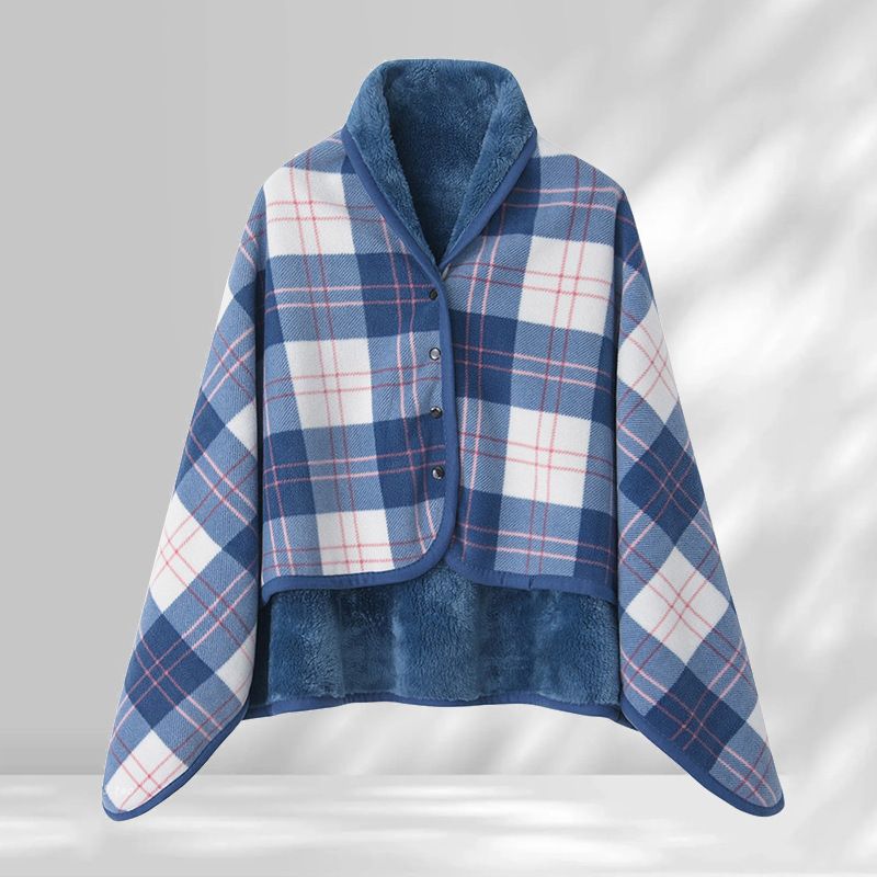 Blue and White 100*140cm Japanese-Style shawl blanket Ultra-Soft Blanket - Thick Polyester Throw for Sofa, Bed, Office,  Cozy Nap Blanket for Winter & All Seasons - Image 1