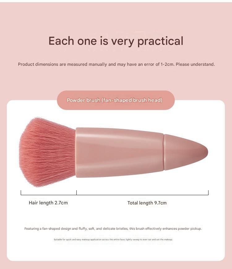 Green 5-Piece Compact Makeup Brush Set with Mirror - Synthetic Fibre Travel Case with Foundation, Powder & Blush Brushes - Portable Beauty Tool Kit for On-the-Go Touch-Ups - Image 4