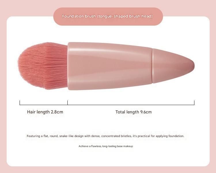 Green 5-Piece Compact Makeup Brush Set with Mirror - Synthetic Fibre Travel Case with Foundation, Powder & Blush Brushes - Portable Beauty Tool Kit for On-the-Go Touch-Ups - Image 5