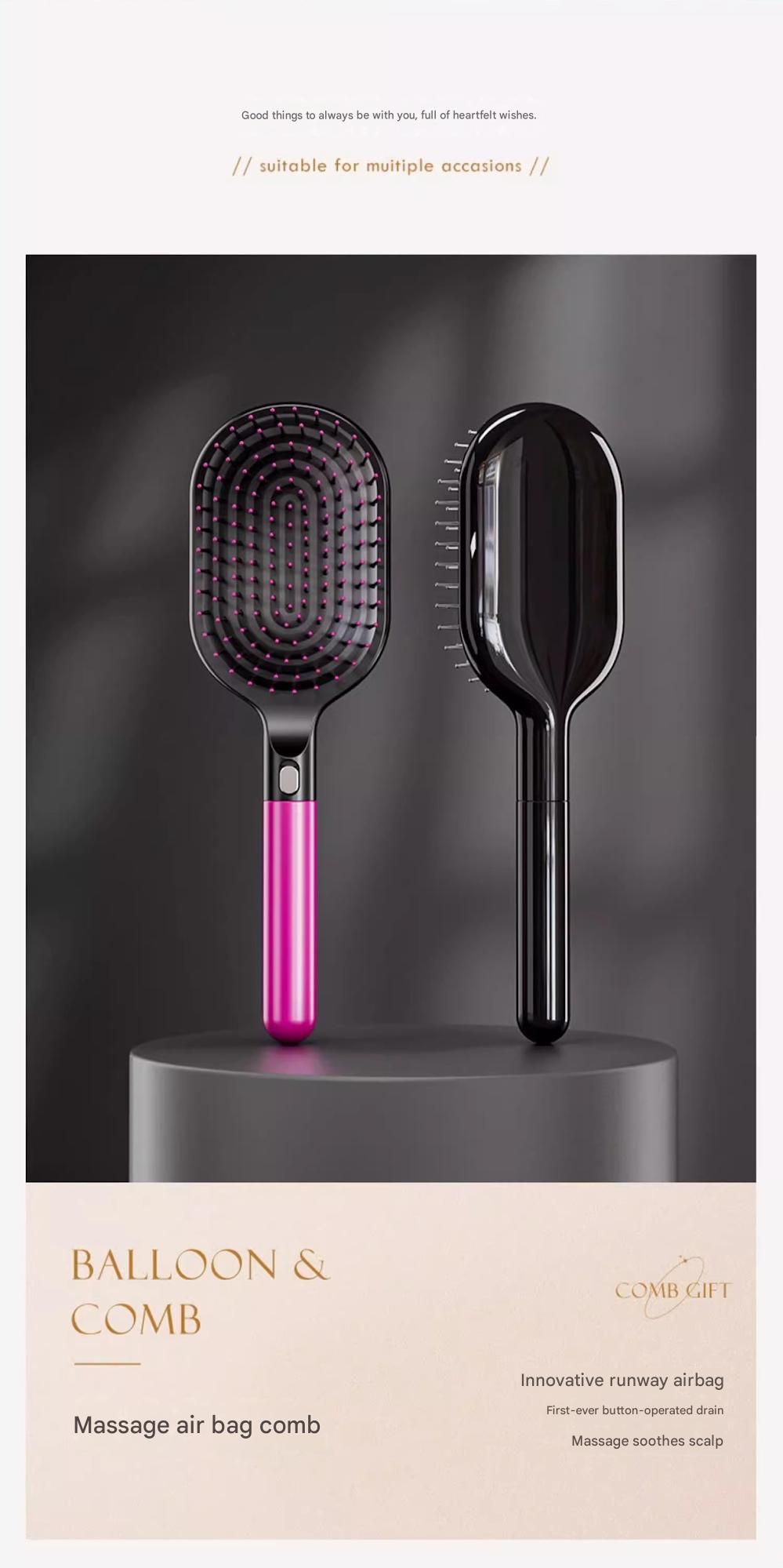 Rose Red 5-Piece Gift Box Set Premium ABS Hair Care Gift Set with Cushion Paddle Brush, Detangling Comb, Cleaning Brush & Stand - Elegant Mother’s Day or Couple’s Gift for Daily Styling and Scalp Comfort - Image 5