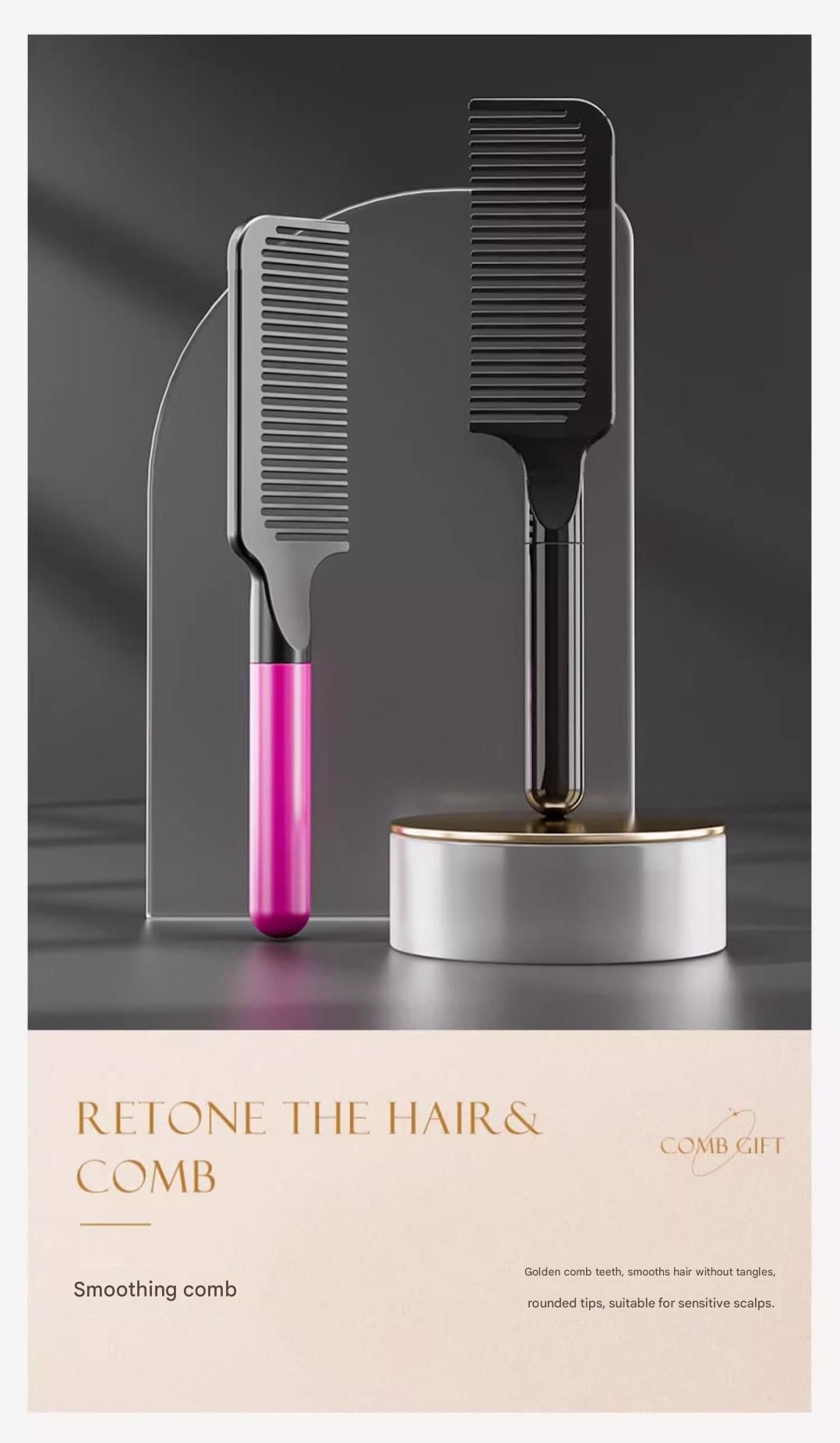 Rose Red 5-Piece Gift Box Set Premium ABS Hair Care Gift Set with Cushion Paddle Brush, Detangling Comb, Cleaning Brush & Stand - Elegant Mother’s Day or Couple’s Gift for Daily Styling and Scalp Comfort - Image 6