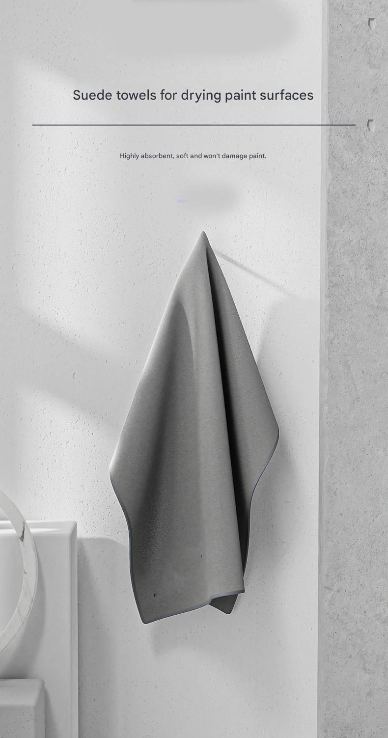 30*30 cm Grey Coral Fleece & Suede Microfiber Cloth Double-Sided Car Wash Towel  , 5X Water Absorption, Scratch-Free & Lint-Free, 360° Stitched Edge for Car Detailing, Glass, Home Cleaning - Multi-Purpose Auto Care Cloth - Image 2