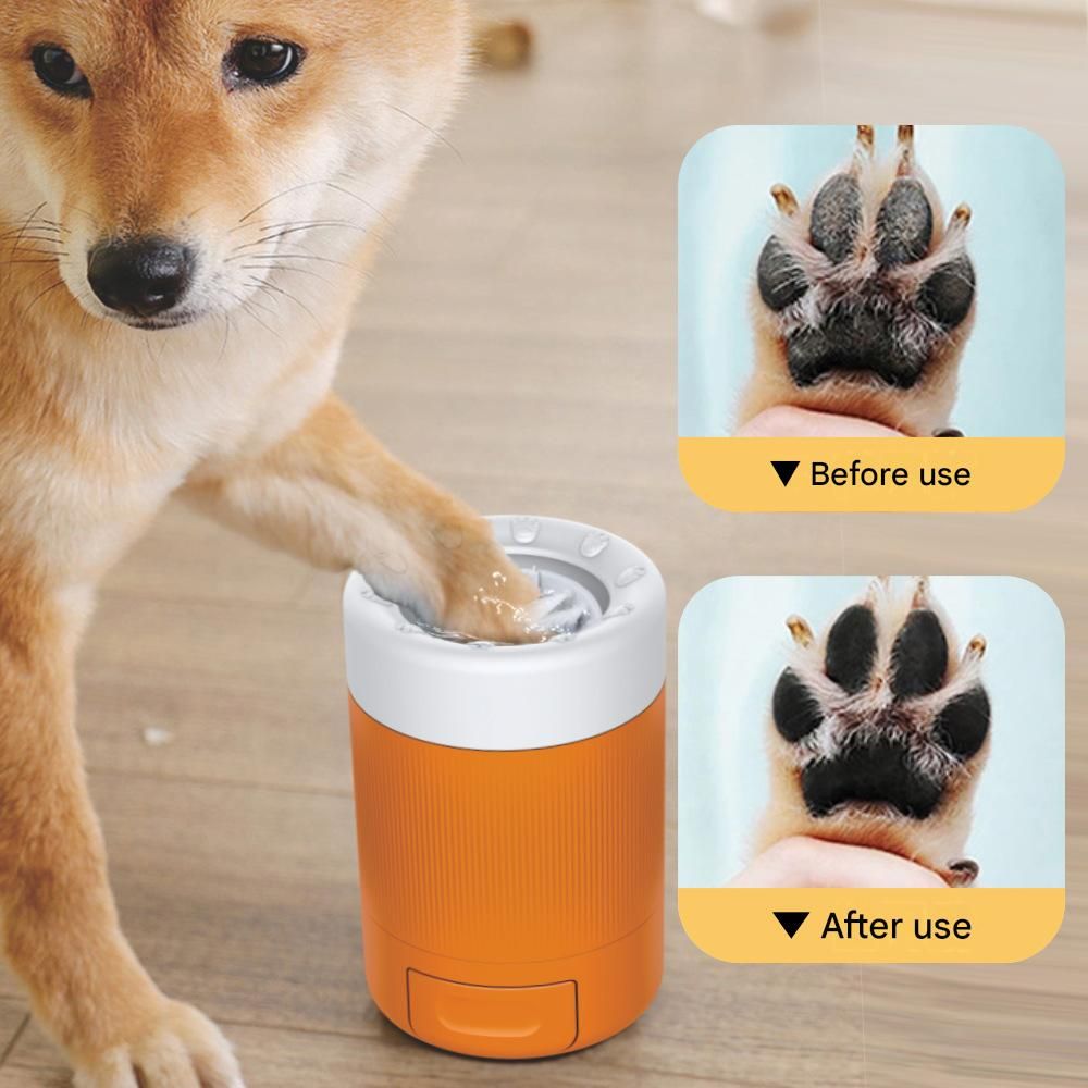 Orange Pet Paw Cleaner Cup - Portable Dog Foot Washer with Soft Silicone Bristles - Easy Clean, Detachable Design for Small to Medium Dogs & Cats - Image 4