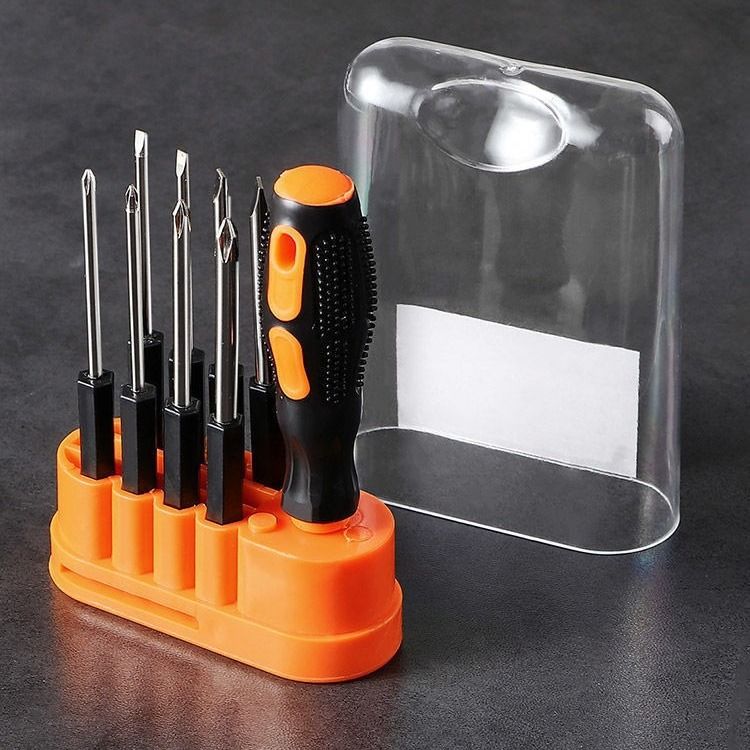8-in-1 Black and Orange Multi-Bit Screwdriver Set - Compact Precision Tool Kit with Phillips and Slotted Bits - Ergonomic Handle, Hex Shank Design, Portable Storage Base,Chrome vanadium steel - Ideal for Electronics, PC, Appliances, and DIY Repairs - Image 1