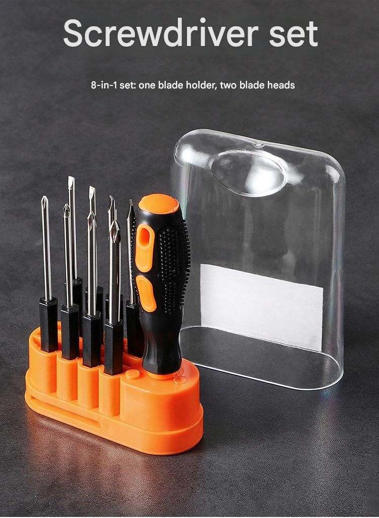 8-in-1 Black and Orange Multi-Bit Screwdriver Set - Compact Precision Tool Kit with Phillips and Slotted Bits - Ergonomic Handle, Hex Shank Design, Portable Storage Base,Chrome vanadium steel - Ideal for Electronics, PC, Appliances, and DIY Repairs - Image 2
