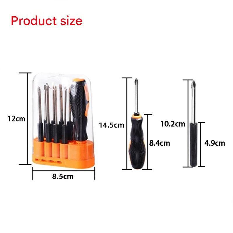 8-in-1 Black and Orange Multi-Bit Screwdriver Set - Compact Precision Tool Kit with Phillips and Slotted Bits - Ergonomic Handle, Hex Shank Design, Portable Storage Base,Chrome vanadium steel - Ideal for Electronics, PC, Appliances, and DIY Repairs - Image 3