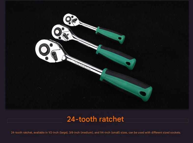 Green 12-Piece 1/2-Inch Drive 24-Tooth Ratchet & Socket Set — High-Carbon Steel, Mirror-Polished Socket Wrench Tool Kit — Automotive Repair Tool Set with Quick-Release Ratchet — Ideal for Car Maintenance, Mechanical Repairs, and DIY Projects - Image 5