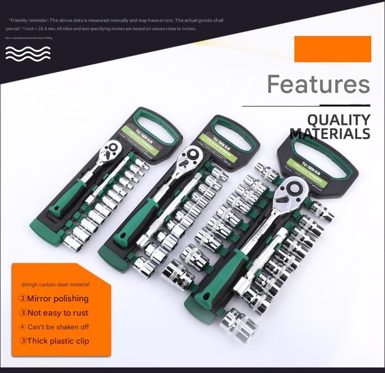 Green 12-Piece 3/8-Inch Drive 24-Tooth Ratchet & Socket Set — High-Carbon Steel, Mirror-Polished Socket Wrench Tool Kit — Automotive Repair Tool Set with Quick-Release Ratchet — Ideal for Car Maintenance, Mechanical Repairs, and DIY Projects - Image 2
