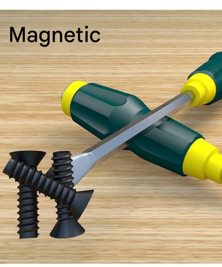2-piece Green One 4-inch Phillips screwdriver and one 4-inch flathead screwdriver  Impact-Resistant Magnetic Screwdriver with Through-Tang Shaft — Chrome Vanadium Steel Bit, Ergonomic Non-Slip Handle — Ideal for Automotive Repair, Machinery Maintenance, F - Image 3