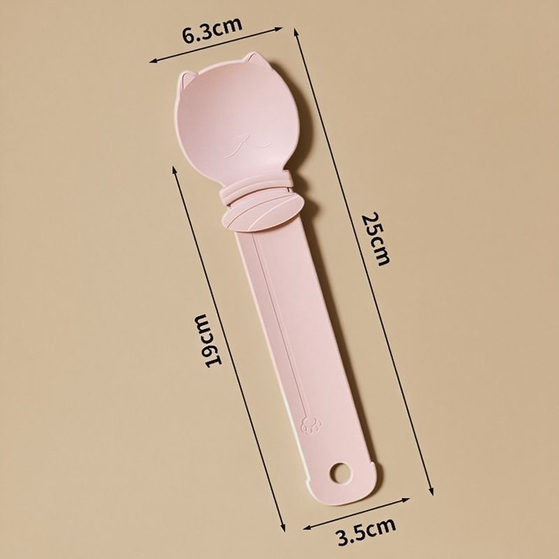 Pink Cat Treat Spoon for Wet Food & Paste - Extra-Long PP Handle, Food-Grade Squeeze Feeder with Anti-Spill Bowl, Easy One-Handed Operation for Cats - Image 1