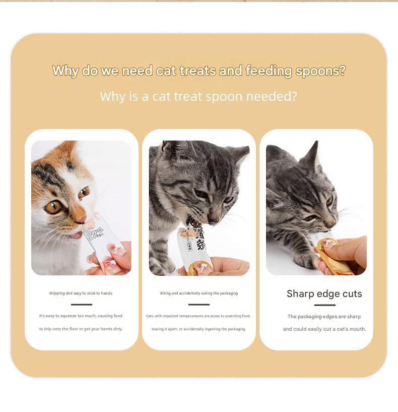 Green Cat Treat Spoon for Wet Food & Paste - Extra-Long PP Handle, Food-Grade Squeeze Feeder with Anti-Spill Bowl, Easy One-Handed Operation for Cats - Image 3