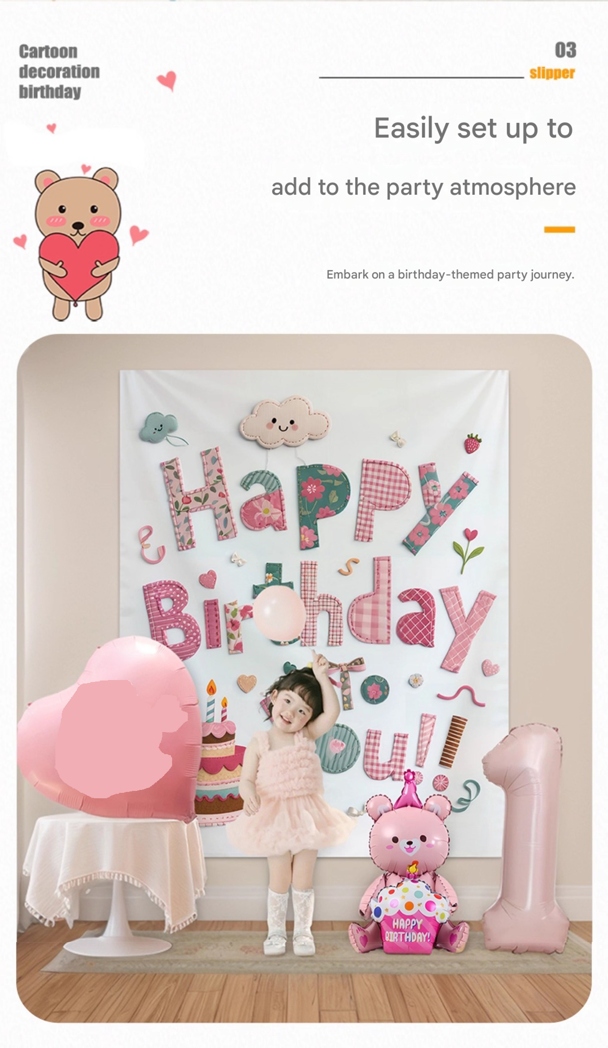 Blue Happy Birthday Backdrop Banner - Reusable Fabric Party Decoration with Colourful Lettering, Photo Background for Kids Birthday, Baby Shower & Celebration - Image 3