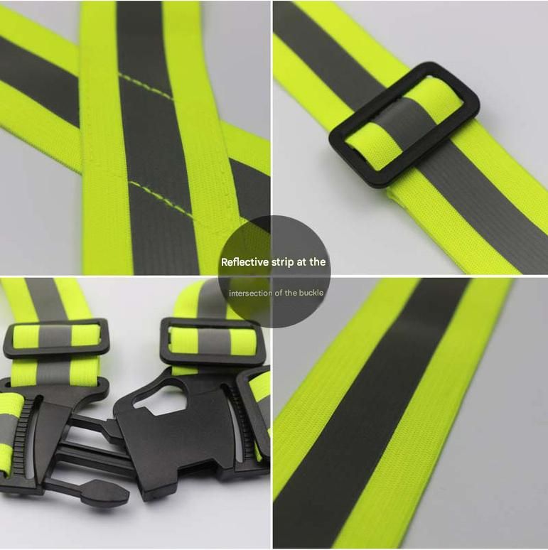 Green Adjustable Reflective Safety Vest - High Visibility Elastic Straps for Night Running, Cycling & Construction, Lightweight Polyester Reflective Harness for Adults - Image 5