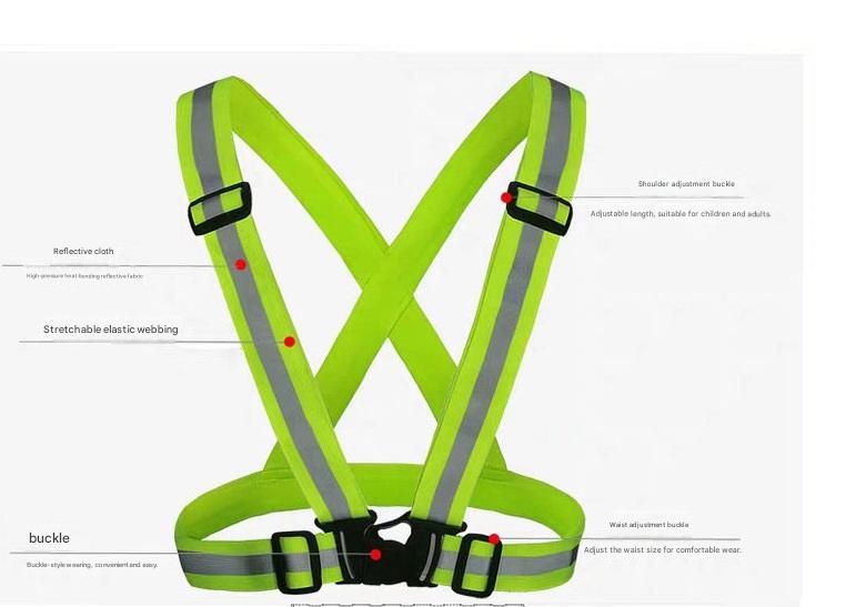 Orange Adjustable Reflective Safety Vest - High Visibility Elastic Straps for Night Running, Cycling & Construction, Lightweight Polyester Reflective Harness for Adults - Image 2