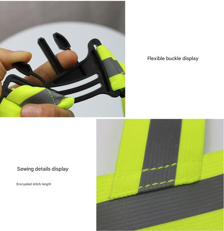 Black Adjustable Reflective Safety Vest - High Visibility Elastic Straps for Night Running, Cycling & Construction, Lightweight Polyester Reflective Harness for Adults - Image 4