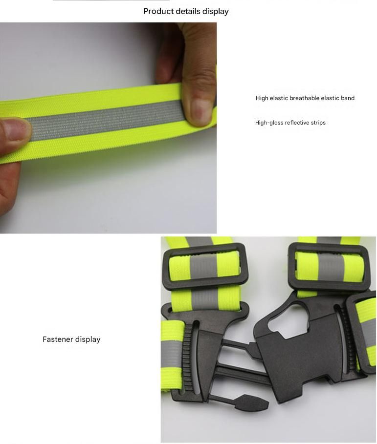 Red Adjustable Reflective Safety Vest - High Visibility Elastic Straps for Night Running, Cycling & Construction, Lightweight Polyester Reflective Harness for Adults - Image 3