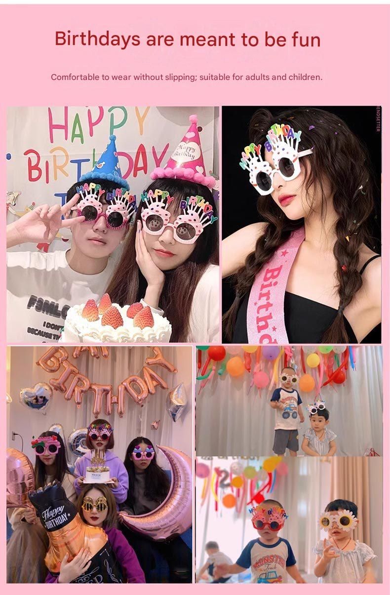 White Novelty Birthday Glasses - Fun Cake Design Party Props - Durable Plastic, Comfortable Fit, Unisex - Perfect for Kids and Adults Birthday Celebrations and Photo Booths - Image 6