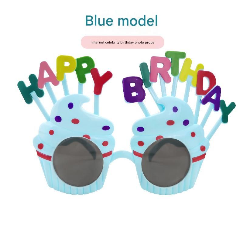Blue Novelty Birthday Glasses - Fun Cake Design Party Props - Durable Plastic, Comfortable Fit, Unisex - Perfect for Kids and Adults Birthday Celebrations and Photo Booths - Image 1