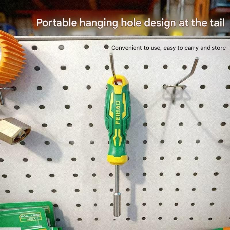 Green and Yellow 11-Piece Magnetic Screwdriver Bit Set - Chrome Vanadium Steel Bits, Ergonomic Handle, 7mm Hex Shank - Multi-Purpose DIY Tool Kit for Home, Auto Repair, Electronics - Image 6