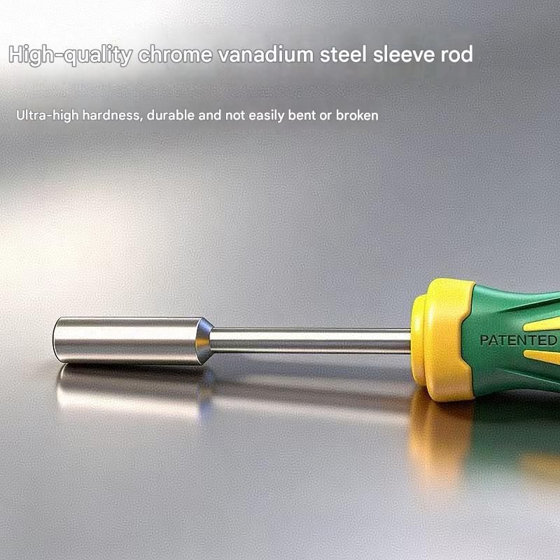 Green and Yellow 11-Piece Magnetic Screwdriver Bit Set - Chrome Vanadium Steel Bits, Ergonomic Handle, 7mm Hex Shank - Multi-Purpose DIY Tool Kit for Home, Auto Repair, Electronics - Image 7
