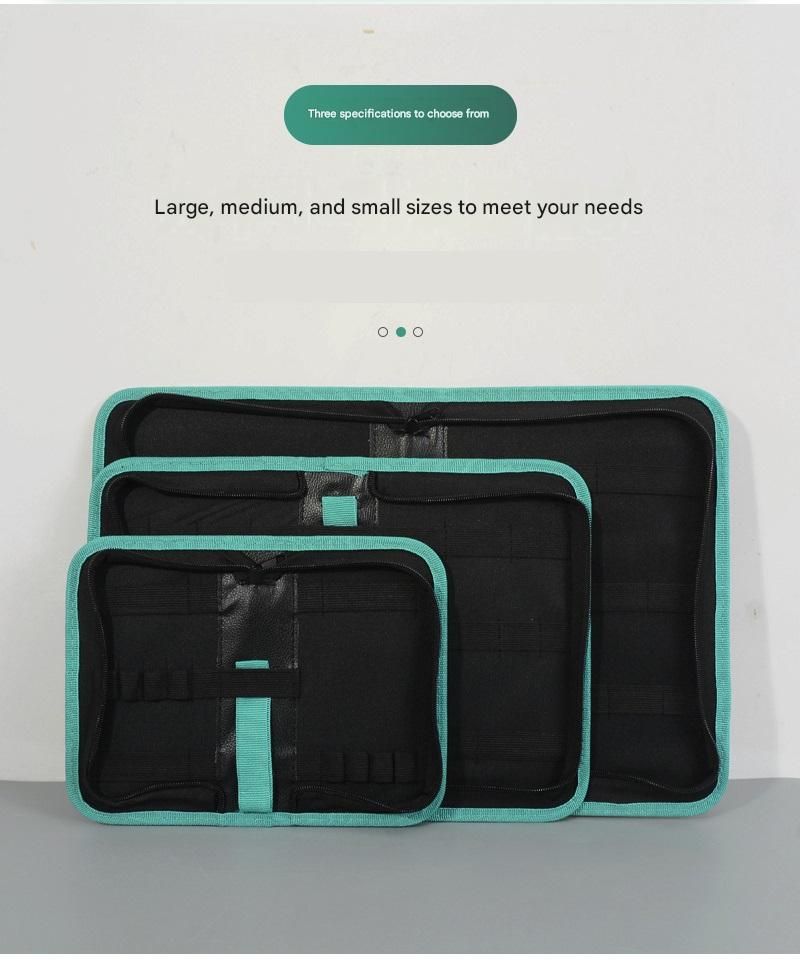 Medium Size Black Multi-Purpose Canvas Tool Bag - Durable Oxford Fabric with Zippered Compartments - Professional Organizer for Mechanics, Electricians, DIY Enthusiasts - Image 3
