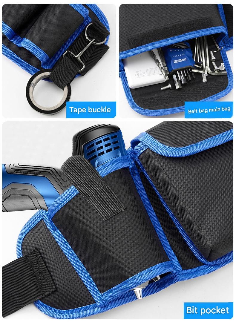 Red Professional Oxford Cloth Tool Waist Bag –Tool Belt, Multifunctional Work Belt, Men's Robust, Adjustable Tool Belt - Heavy-Duty 600D Waterproof for Electricians, Mechanics & Construction Workers - Image 6