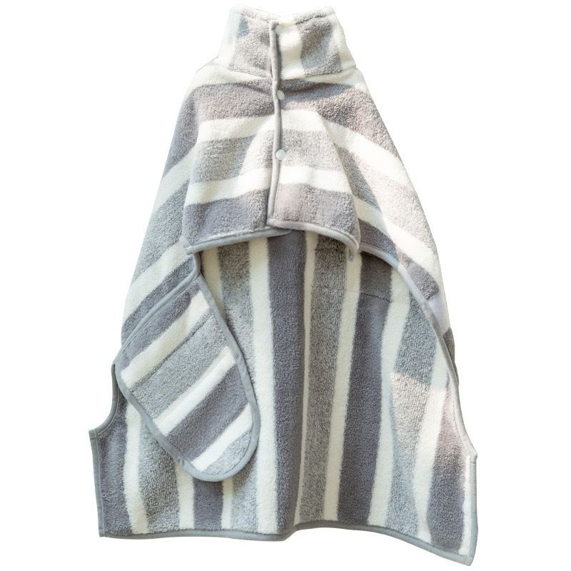 Grey and White S Size Super Absorbent Dog Bathrobe – Quick-Dry Coral Fleece Pet Towel with Snaps & Adjustable Belly Strap | Wearable Drying Coat for Small Medium Large Dogs & Cats After Bath, Swim, Rain - Image 1