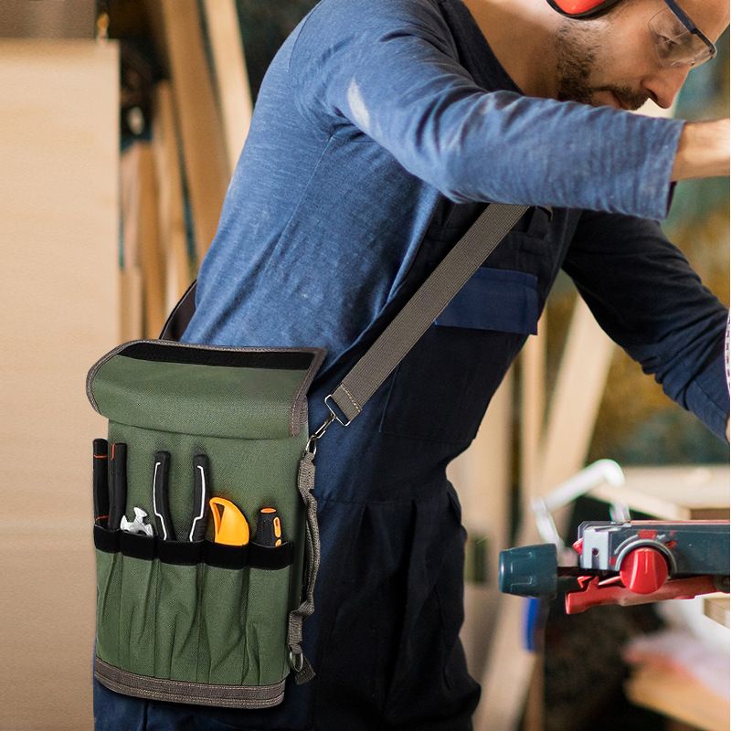 Green Multi-Purpose 600D Oxford Cloth Roll-Up Tool Organizer Bag – Heavy-Duty Waterproof & Anti-Scratch Organizer for Electricians, Mechanics & Automotive Use-Duty Oxford Fabric - Multi-Pocket Storage for Electricians, Mechanics & DIY Enthusiasts - Image 7