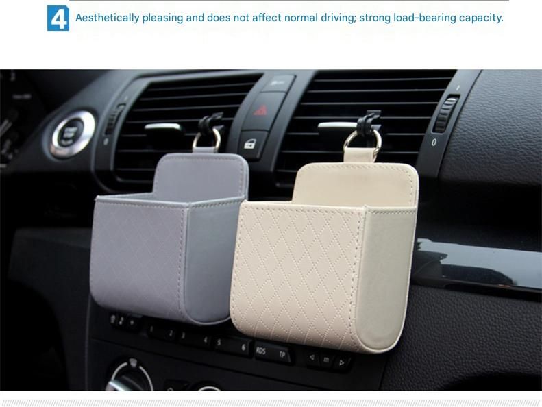 4-piece Black and Brown and Beige and Grey - Leather Car Air Vent Storage Bag - Multi-Purpose Phone Holder & Organiser Pouch for Sunglasses, Keys, Cards - Universal Fit, Easy Install, Compact Design for Dashboard Tidy - Image 7