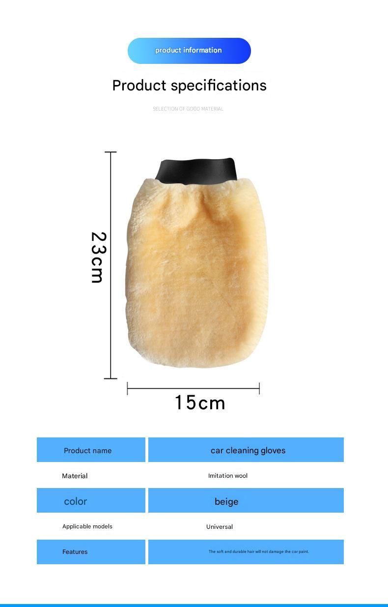 2-piece Beige Microfiber Car Wash Mitt - Double Sided Imitation Sheepskin Wash Glove, Scratch Free Paint Safe Cleaning Tool for Car Detailing, Waxing, Polishing - 23x15cm Large Palm Design - Image 6
