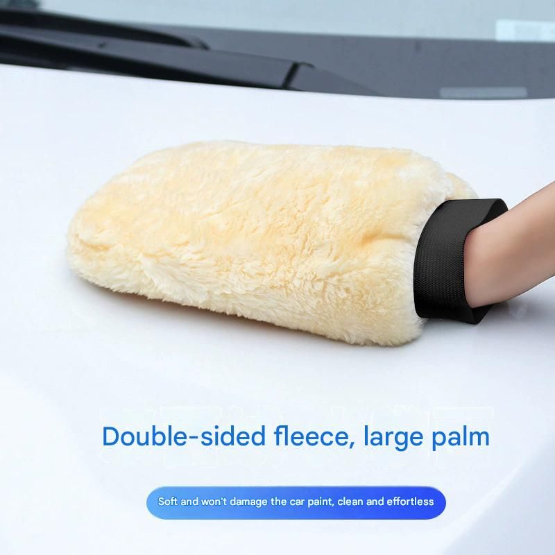 2-piece Beige Microfiber Car Wash Mitt - Double Sided Imitation Sheepskin Wash Glove, Scratch Free Paint Safe Cleaning Tool for Car Detailing, Waxing, Polishing - 23x15cm Large Palm Design - Image 7