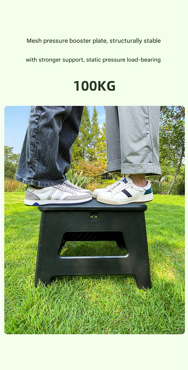 Black Small size Portable Folding Toilet Stool - PP Material - 100kg Load Capacity, Compact & Lightweight, Odor-Resistant Design, for Camping, Road Trips, Outdoor Emergencies, Travel-Friendly Solution - Image 5