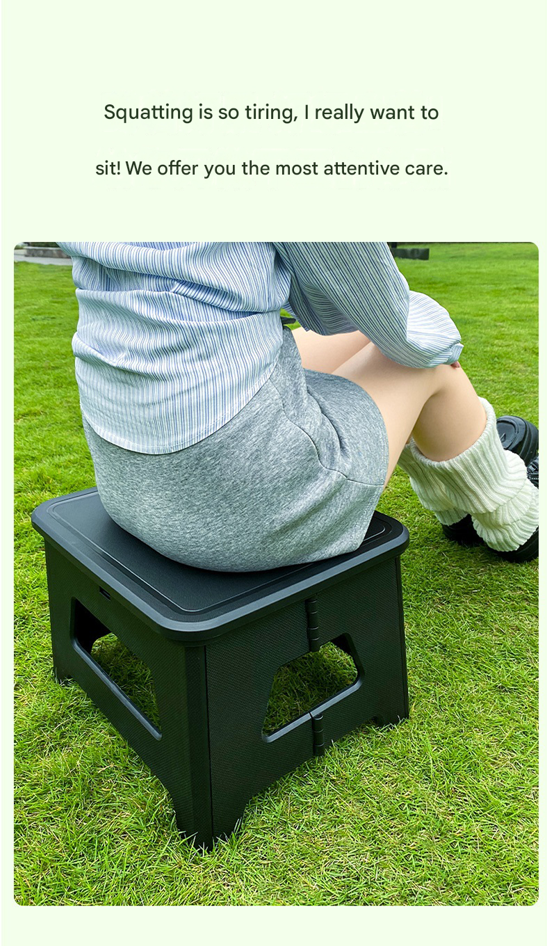 Black Small size Portable Folding Toilet Stool - PP Material - 100kg Load Capacity, Compact & Lightweight, Odor-Resistant Design, for Camping, Road Trips, Outdoor Emergencies, Travel-Friendly Solution - Image 6