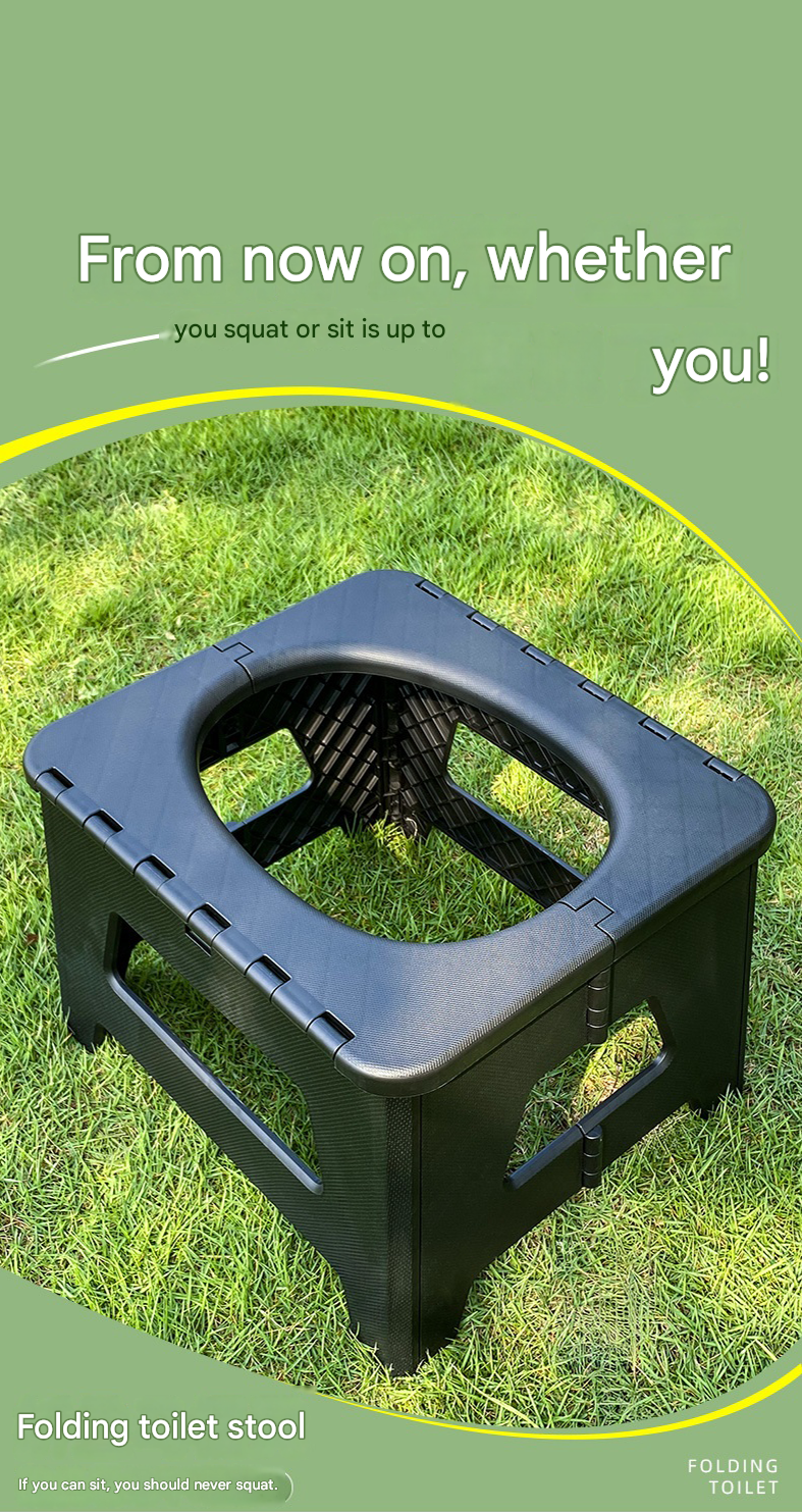 Gray Small size Portable Folding Toilet Stool - PP Material - 100kg Load Capacity, Compact & Lightweight, Odor-Resistant Design, for Camping, Road Trips, Outdoor Emergencies, Travel-Friendly Solution - Image 2