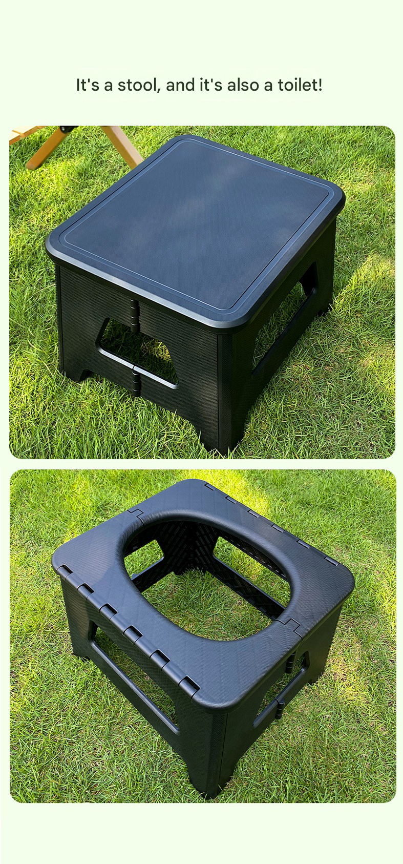 Gray Small size Portable Folding Toilet Stool - PP Material - 100kg Load Capacity, Compact & Lightweight, Odor-Resistant Design, for Camping, Road Trips, Outdoor Emergencies, Travel-Friendly Solution - Image 4