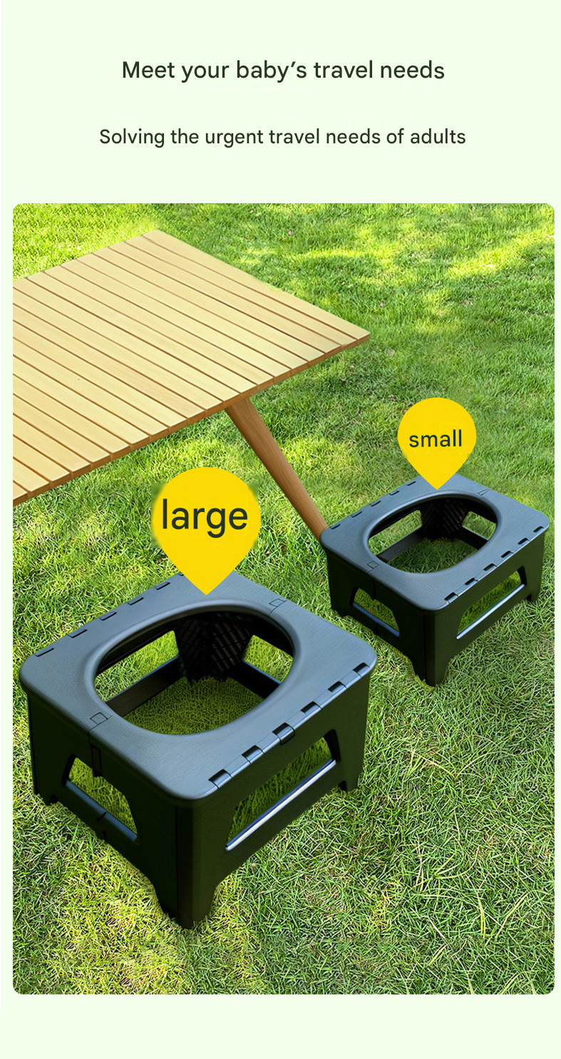 Gray Small size Portable Folding Toilet Stool - PP Material - 100kg Load Capacity, Compact & Lightweight, Odor-Resistant Design, for Camping, Road Trips, Outdoor Emergencies, Travel-Friendly Solution - Image 7