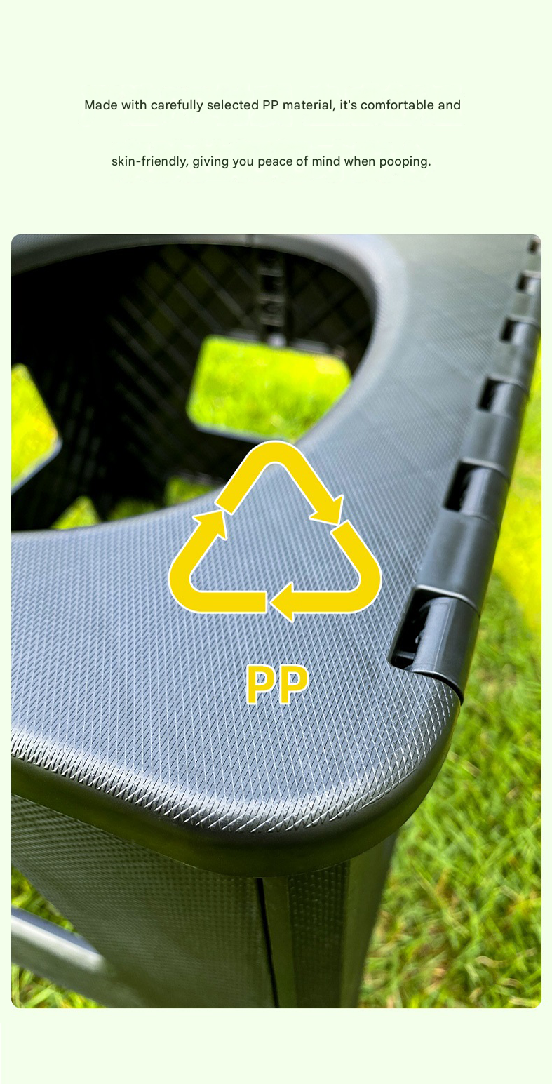 Gray Small size Portable Folding Toilet Stool - PP Material - 100kg Load Capacity, Compact & Lightweight, Odor-Resistant Design, for Camping, Road Trips, Outdoor Emergencies, Travel-Friendly Solution - Image 8