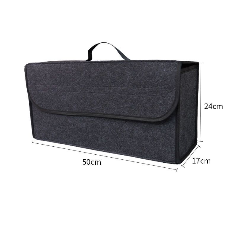 Dark gray Foldable Car Trunk Organizer - Durable Felt Storage Box with Magic Tape Closure, Portable Handle, Scratch Resistant, Space Saving Design for SUV, Sedan, Hatchback - Image 1
