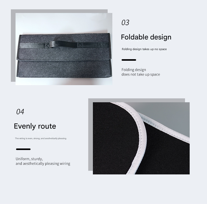 Dark gray Foldable Car Trunk Organizer - Durable Felt Storage Box with Magic Tape Closure, Portable Handle, Scratch Resistant, Space Saving Design for SUV, Sedan, Hatchback - Image 8