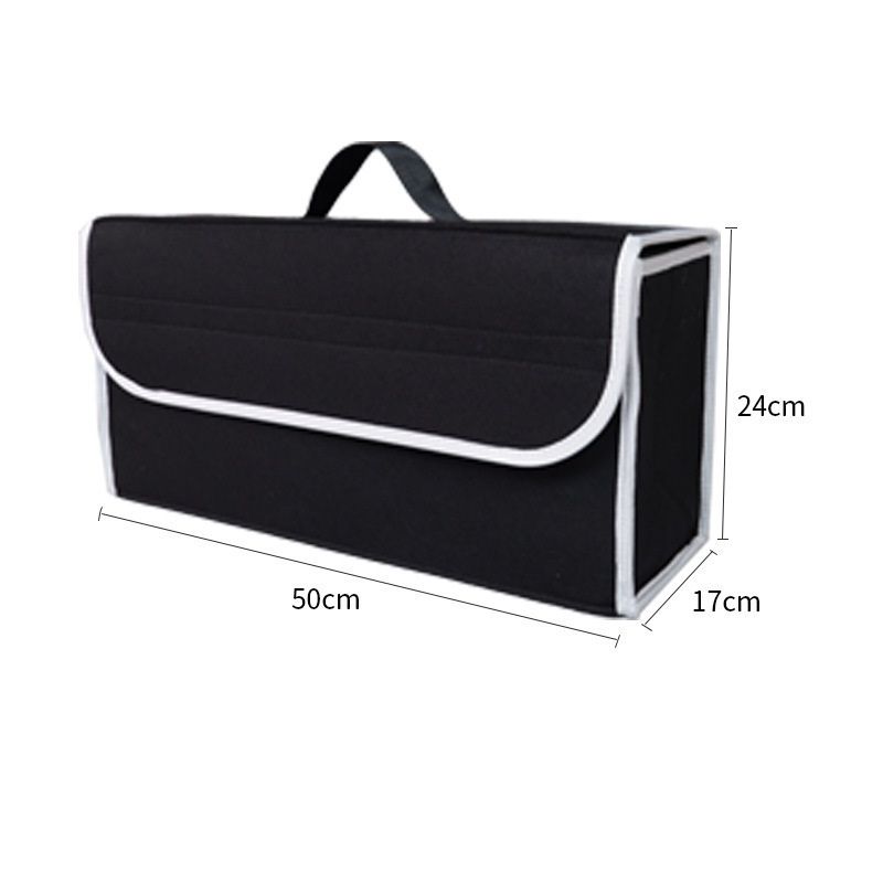 Black Foldable Car Trunk Organizer - Durable Felt Storage Box with Magic Tape Closure, Portable Handle, Scratch Resistant, Space Saving Design for SUV, Sedan, Hatchback - Image 1